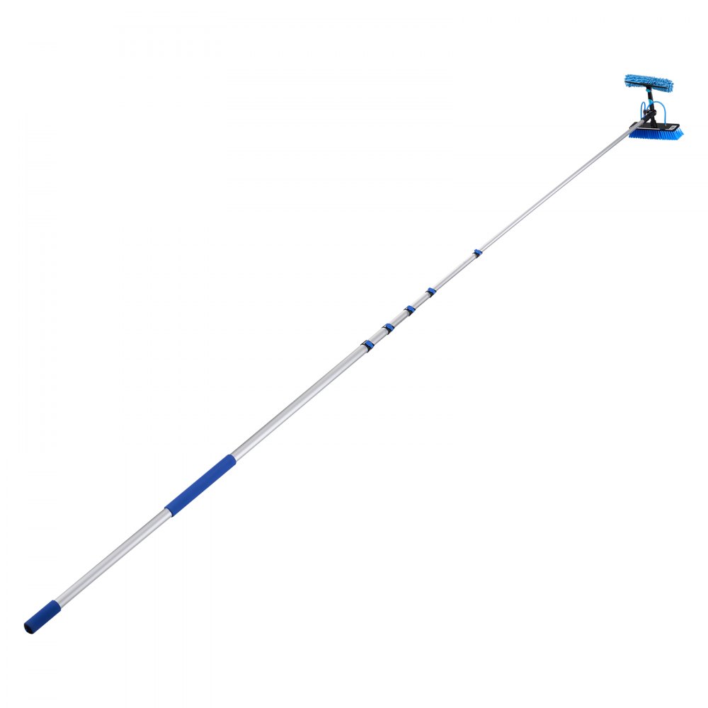 VEVOR Telescopische Wasborstel voor Zonnepanelen, Fotovoltaïsche Reiniger incl. 2-10m Aluminium Telescoop, 20m Wateraansluiting, 180° Borstel, Raamwisser & Zeepdispenser, Reinigingsset voor Zonnepanelen, Ramen en Terrasdaken