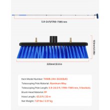 VEVOR Telescopische Wasborstel met Telescopische Steel 7,3m Uitschuifbare Telescopische Staven