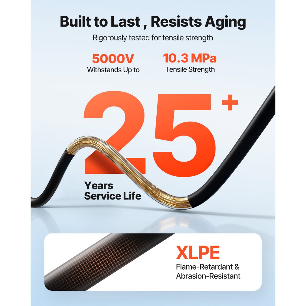 VEVOR Solar Kabelverlenging, 15,2 m zwart & 15,2 m rood, 10 AWG Solar Verlengkabel, Vertinde Koperkabel voor Off-Grid Fotovoltaïsche Systemen op Huizen, Voertuigen, Campers, Boten, IP67
