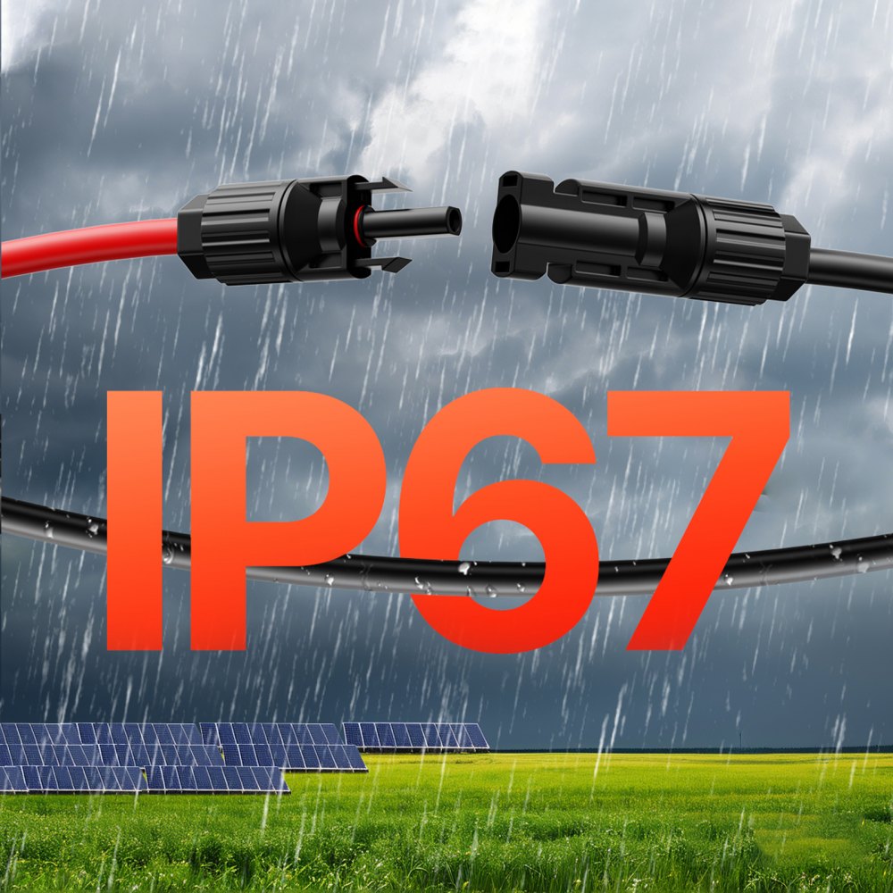 VEVOR 2x Solarkabel verlengkabel vrouwelijke/mannelijke connectoren 6mm²/10AWG 15,24m