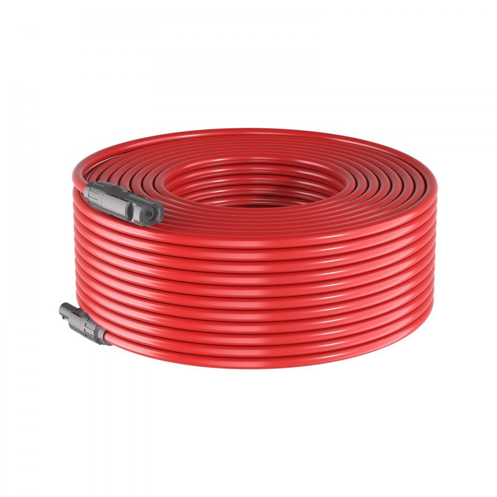 VEVOR Solar Kabelverlenging 19,9 m Zwart & 19,9 m Rood, 10 AWG, Solarverlengkabel met MC4-connectoren, IP67 Waterdichte Vertinde Koperkabel, Solarkabel voor Fotovoltaïsche Systemen
