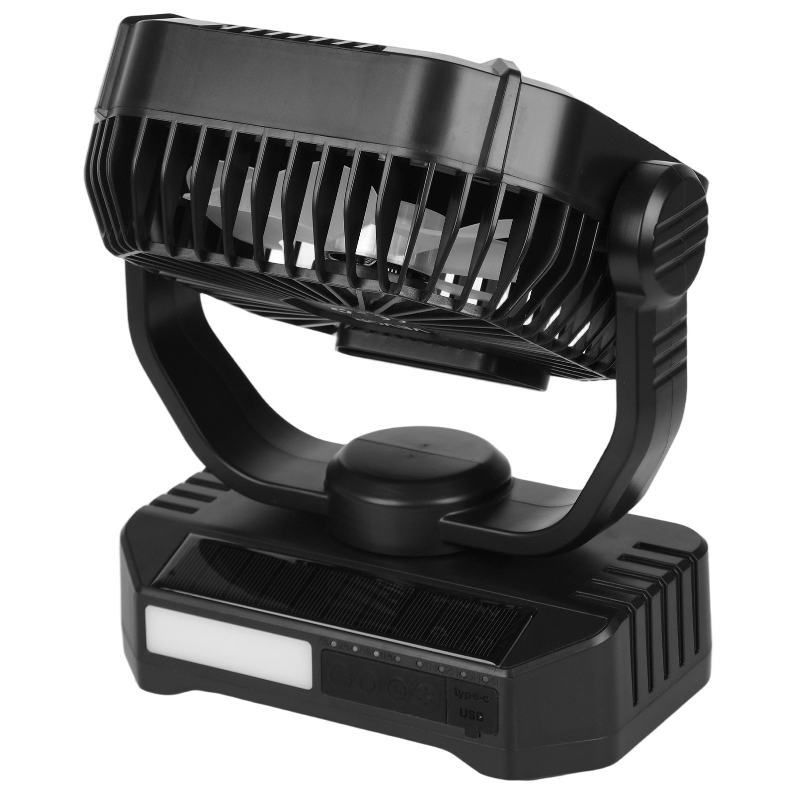 VEVOR 10400 mAh Solar Ventilator, Campingventilator met Zonnepaneel en LED-lantaarn, 7 W, 20 cm, Draagbare oplaadbare batterij, 4 snelheden en stille werking voor picknicks, barbecues, vissen en reizen.