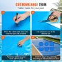 customizable VEVOR solar pool cover with steps to mark, cut, place, and trim to fit your pool size.