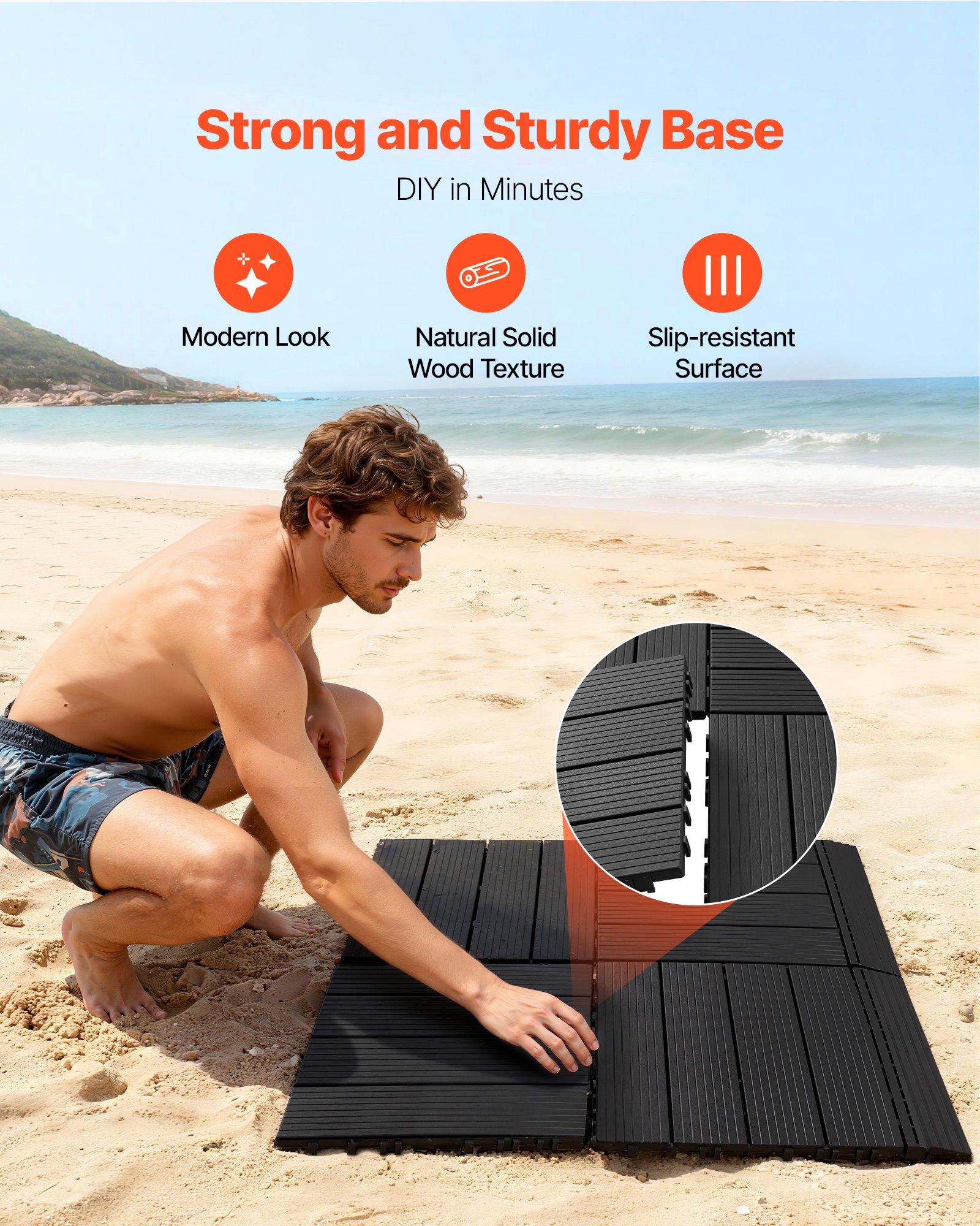 VEVOR 40L Solar Heated Shower, 205cm Showerhead Height Outdoor Shower, with Floor Kit & Handheld & Foot Faucet, Hot & Cold Water Adjust, Freestanding for Backyard Poolside Beach Pool,Black