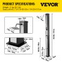 VEVOR Zonne-verwarmde douche, 10,6 Gal zwembad hot tub 7FT outdoor douchekop temperatuur instelbaar,40L zilver