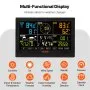 VEVOR 7-in-1 weerstation Draadloos weerstation met buitensensor  19cm (7.5-inch) kleurendisplay RCC atoomklok voor het meten van windrichting, windsnelheid, luchtdruk, binnen-/buitentemperatuur en vochtigheid, maanfase geen WIFI