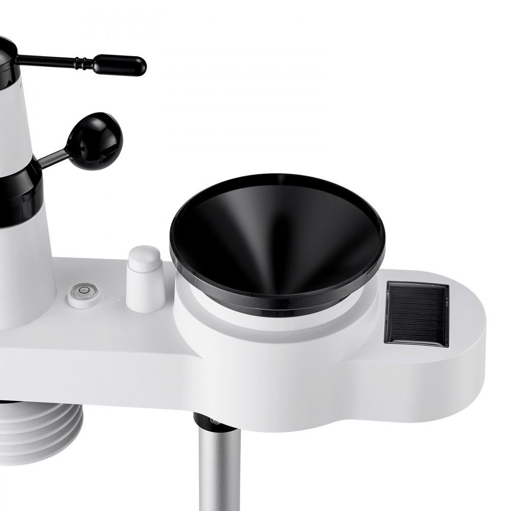 VEVOR 5-in-1 weerstation, 7,5-inch display, op zonne-energie werkende buitensensor, regenmeter, voor weersvoorspelling, temperatuur, luchtvochtigheid, windsnelheid en -richting (geen wifi)