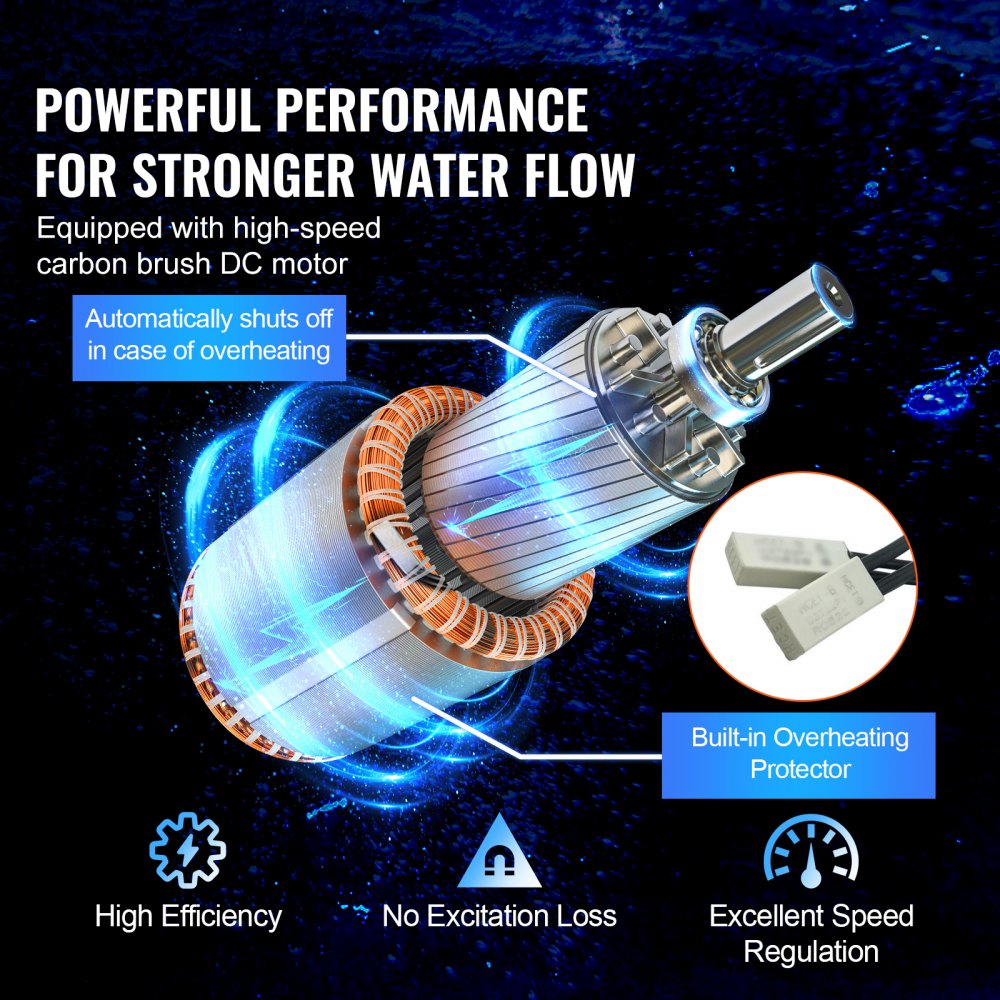 VEVOR Solar Water Pump, 12V DC 120W Submersible Deep Well Pump, Max Flow 3.2 GPM, Max Head 230 ft, Max Submersion 98.4 ft, Solar Powered Water Pump for Well