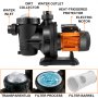 VEVOR pool pump with transparent lid, electric motor, and heat-triggered protector.