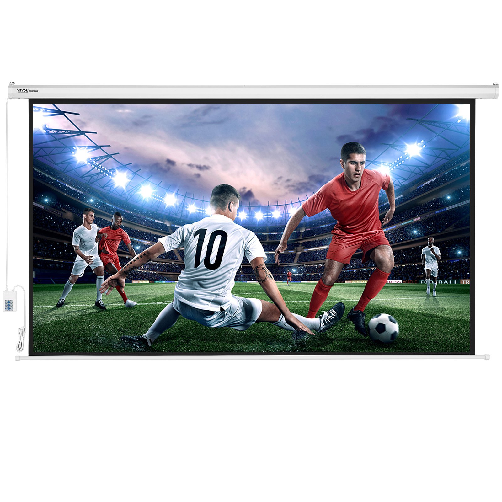 VEVOR Gemotoriseerd projectiescherm, 100-inch 16:9 4K 1080 HD elektrisch projectiescherm, automatisch projectiescherm met afstandsbediening, aan de muur te bevestigen filmscherm voor thuis, thuiskantoor, bioscoop