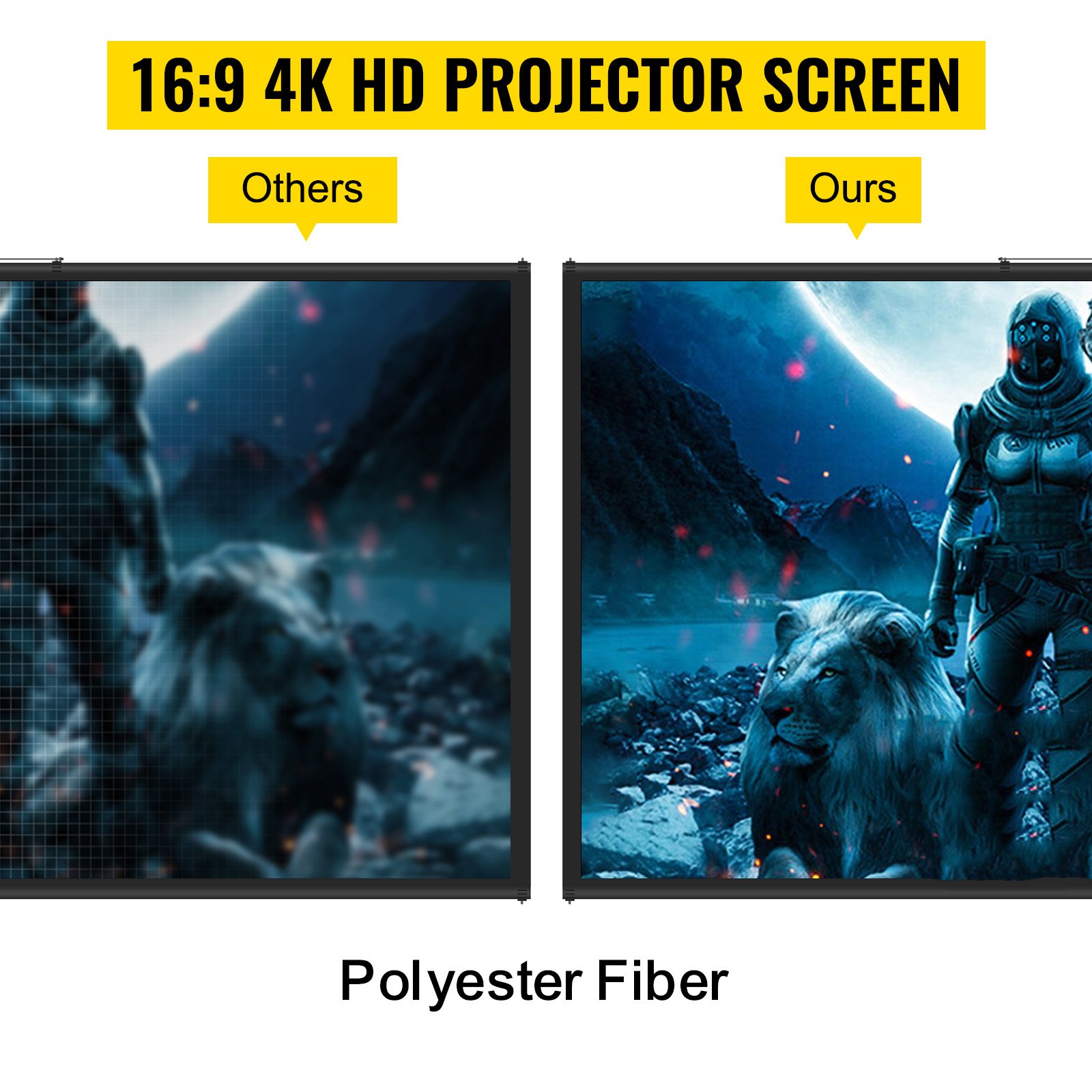 VEVOR Projectiescherm 16:9 Projectorscherm 177,8 cm Projector Screen van Polyester en Aluminiumlegering met Verstelbaar Aluminium Statief en 160 Graden Kijkhoek voor Thuisbioscoop, Vergaderruimte, enz