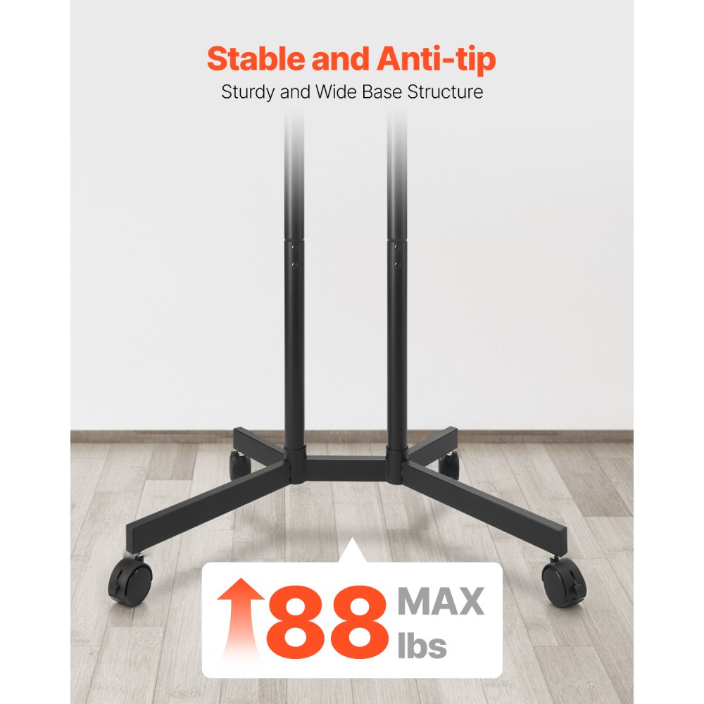 VEVOR oprolbare tv-standaard voor platte en gebogen tv's van 812,8-1651 mm, in hoogte verstelbare tv-vloerstandaard tot 40 kg (max. VESA 400 x 400 mm) voor woonkamer/slaapkamer