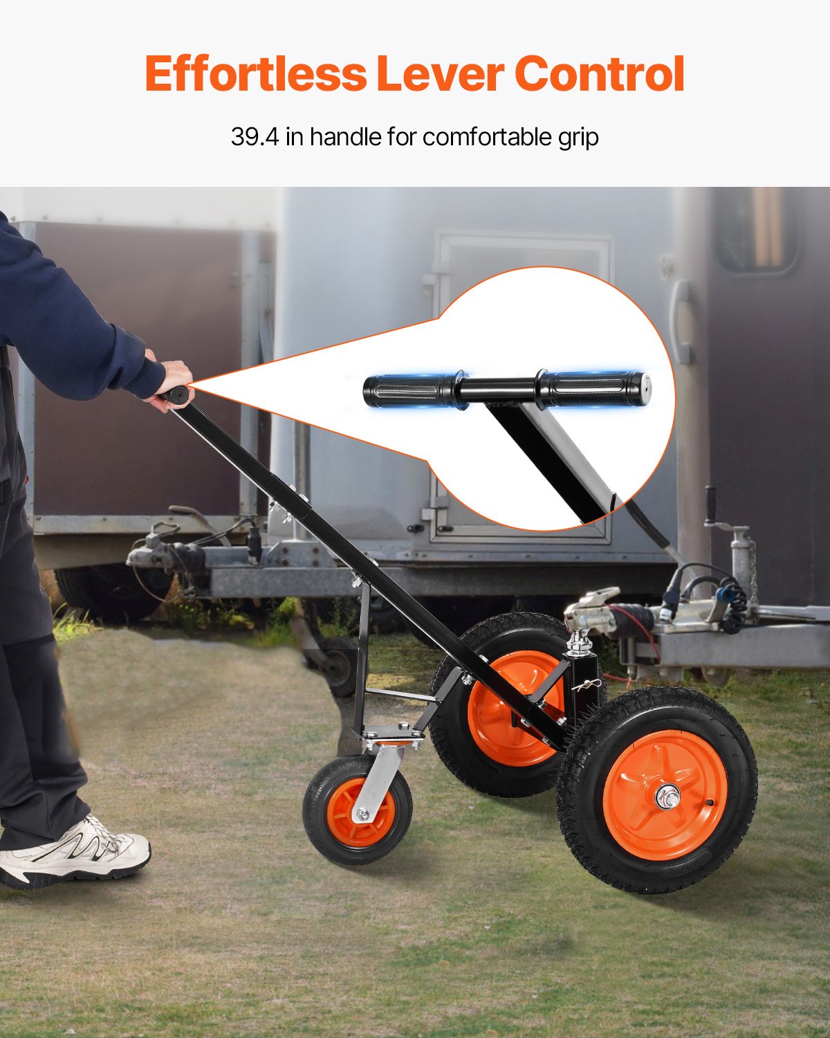 VEVOR Trailer Dolly, 454 kg neuslast, 425 & 560 mm verstelbare hoogte, 50,8 mm kogel, 355,6 mm luchtband, koolstofstaal, voor het verplaatsen van campertrailers