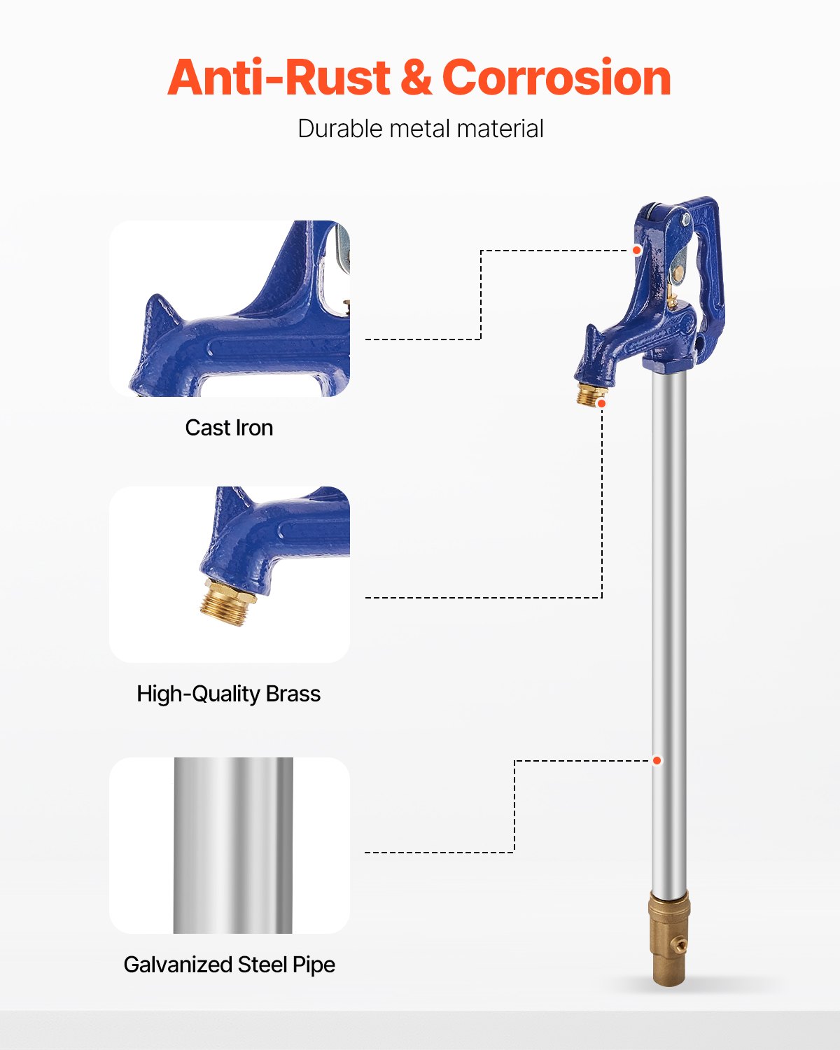 VEVOR vorstbestendige tuinkraan, 995 mm buitenkraan met 305 mm gronddiepte, G 3/4 inch buisaansluiting en G 3/4 inch slangkoppeling, robuuste gietijzeren brandkraan voor tuin-, irrigatiesystemen op de boerderij