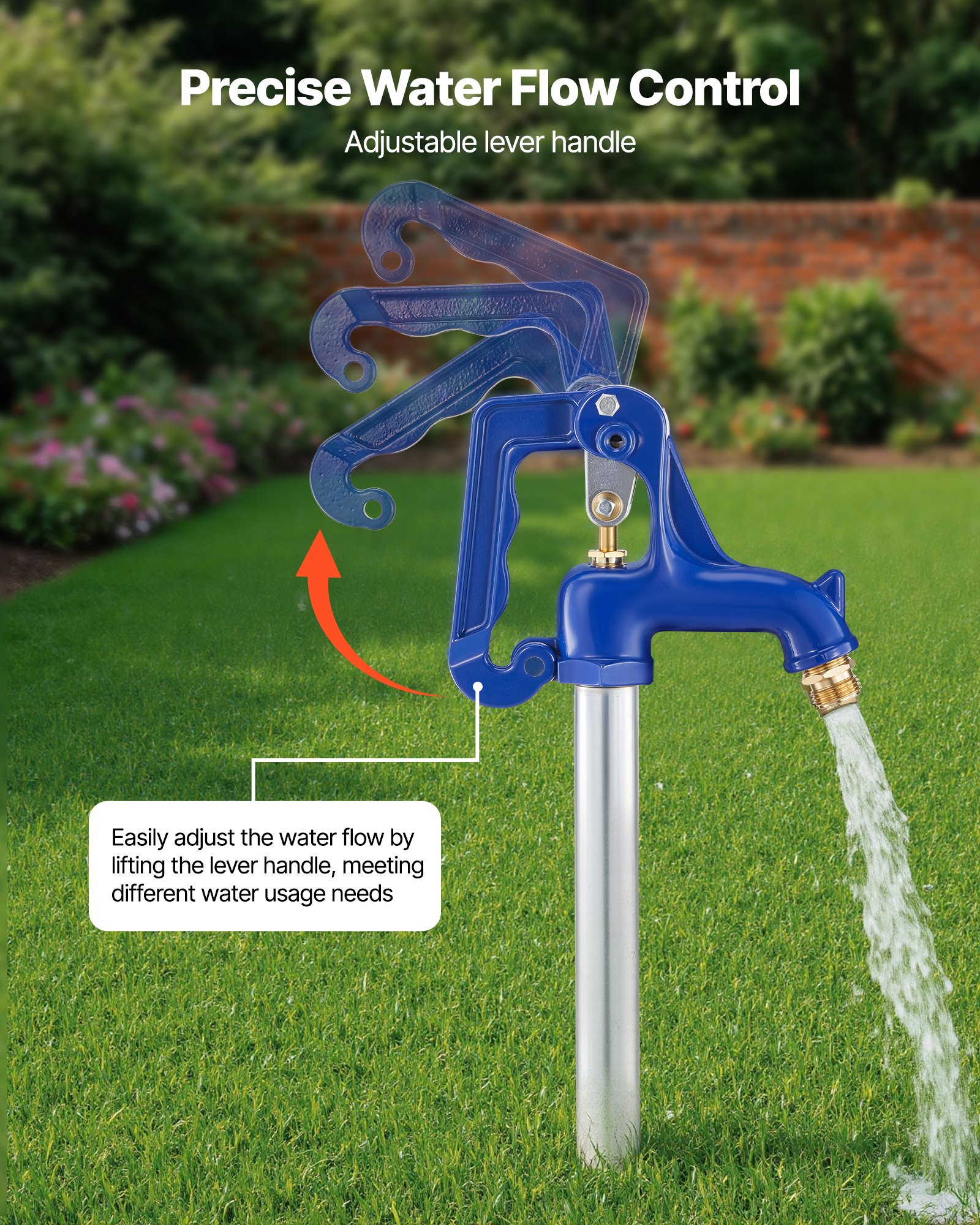 VEVOR vorstbestendige tuinkraan, 1280 mm, buitenkraan met een inbouwdiepte van 609,6 mm, G 3/4 inch buisaansluiting en slangkoppeling, loodvrije kraan voor tuin- en landbouwberegening.