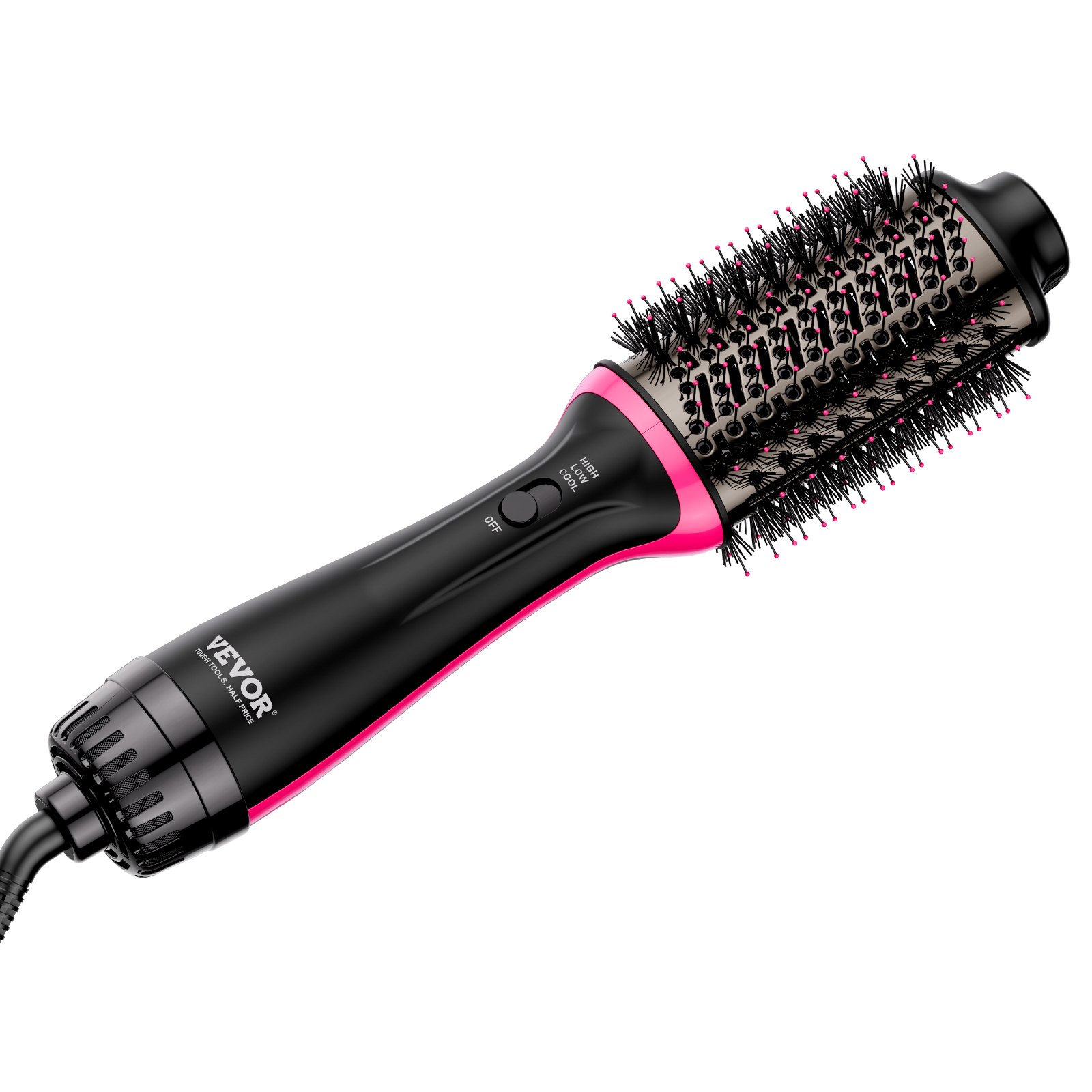 VEVOR Heteluchtborstel, 4-in-1 haarstyler en volumizer met gegalvaniseerd titanium en 65 mm ovale cilinder met keramische coating, 3-snelheden heteluchtborstel voor drogen, stijlen en krullen