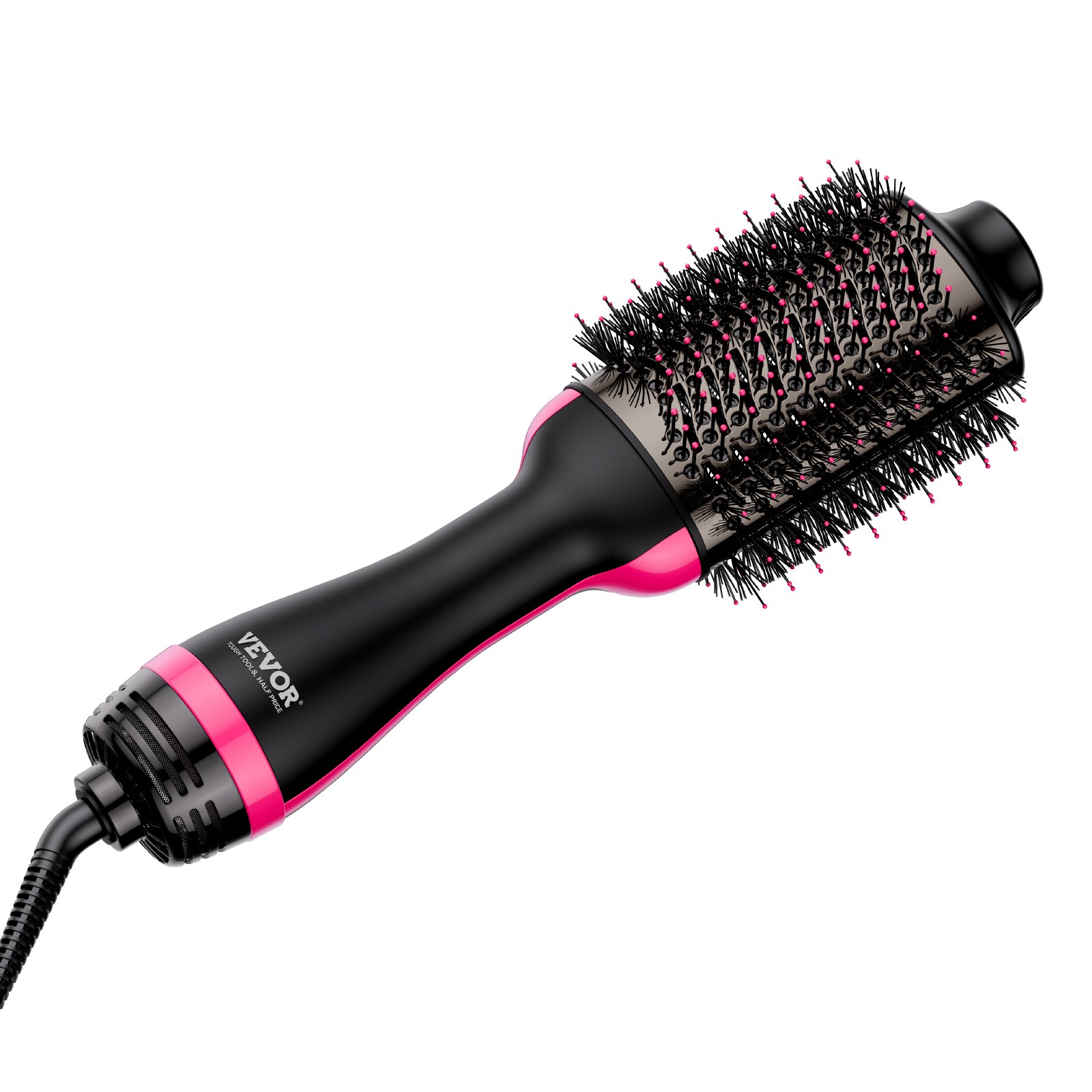 VEVOR Hair Blow Dryer Brush, 4 in 1 Ionic Hair Dryer Styler and Volumizer with Electroplated Titanium & 75mm Ceramic Coating Oval Barrel, 3-Temp Hot Air Styling Brush for Drying Straightening Curling