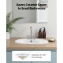 VEVOR Semi Recessed Bathroom Sink, 19.09 x 16.73 Inch Oval White Ceramic Vessel Sink with Overflow Hole and 3 Faucet Holes, Drop in Modern Lavatory Vanity Bath Wash Bowl Basin, Ideal for Small Spaces