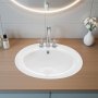 VEVOR Half-inbouwwastafel 485 x 425 mm Ovale opzetwastafel met overloop en 3 kraangaten, moderne inbouwwastafel voor kleine ruimtes Keukens Badkamers Wit