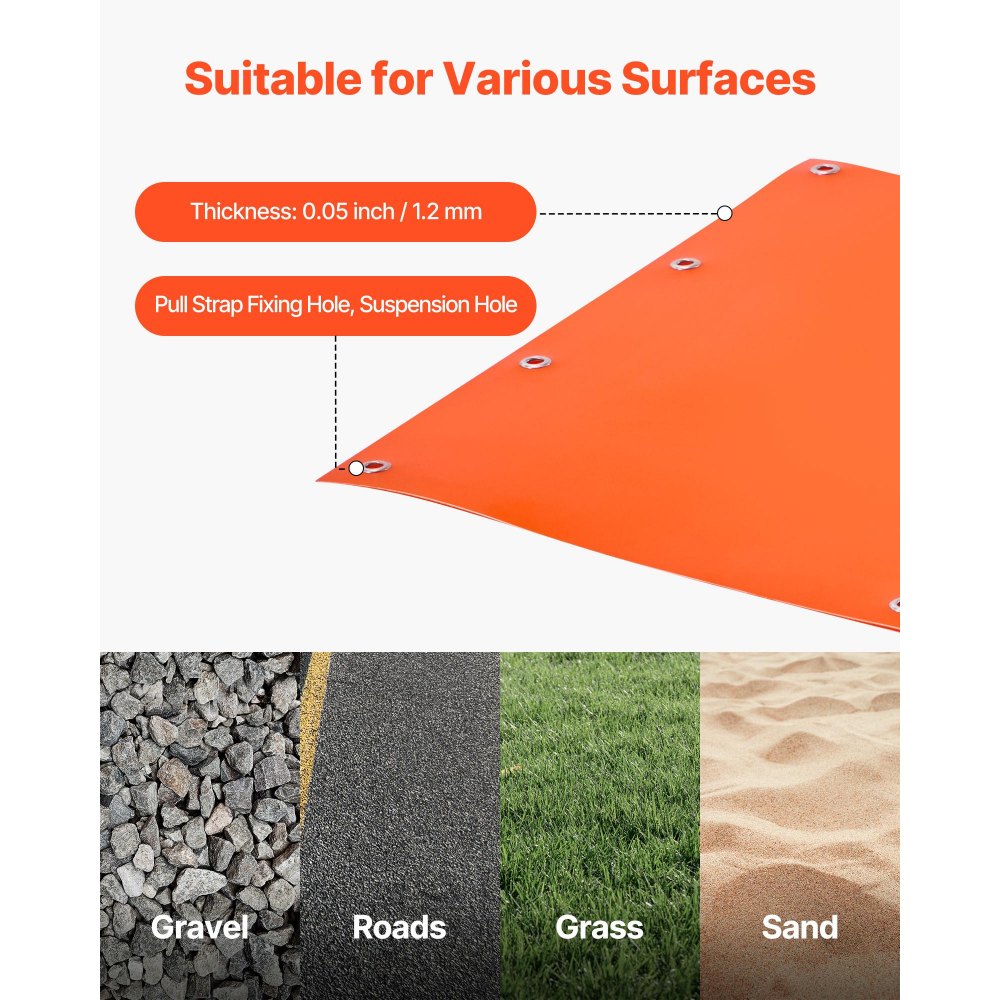 VEVOR Deer Drag Sled, 72.8 x 22.8 in, 550lbs Heavy Duty Yard Utility Sled, Tear-Resistant PE Drag Glider Mat with Ropes & Handle, Thickened Game Hauler for Firewood Ice Fishing Hauling Hunting