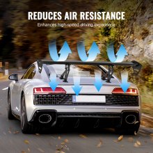 VEVOR GT Wing autospoiler, 43,3 inch universele enkeldekspoiler, verstelbare lichtgewicht aluminium auto achterspoilervleugel, racespoiler BGW/JDM Drift Zwart