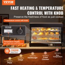 VEVOR 3-traps commerciële voedselverwarmer pizzakast 1,5 kw display kebab