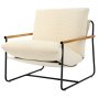 VEVOR Accent Chair, Metal Framed Chair with Wooden Armrests, Modern Cozy Upholstered Armchair, with Soft Foam Cushioning, Detachable Cushion, for Living Room, Bedroom, Reading Room, Office, Beige