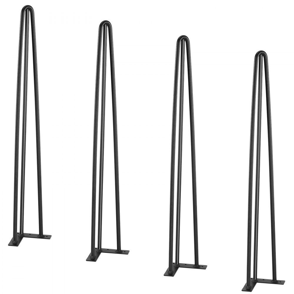 VEVOR Set van 4 Hairpin tafelpoten, 710 mm hoog, montageplaat 110 x 110 mm, tafelpoten van koolstofstaal, matzwart gepoedercoat, met rubberen voetpad, draagvermogen van 408 kg