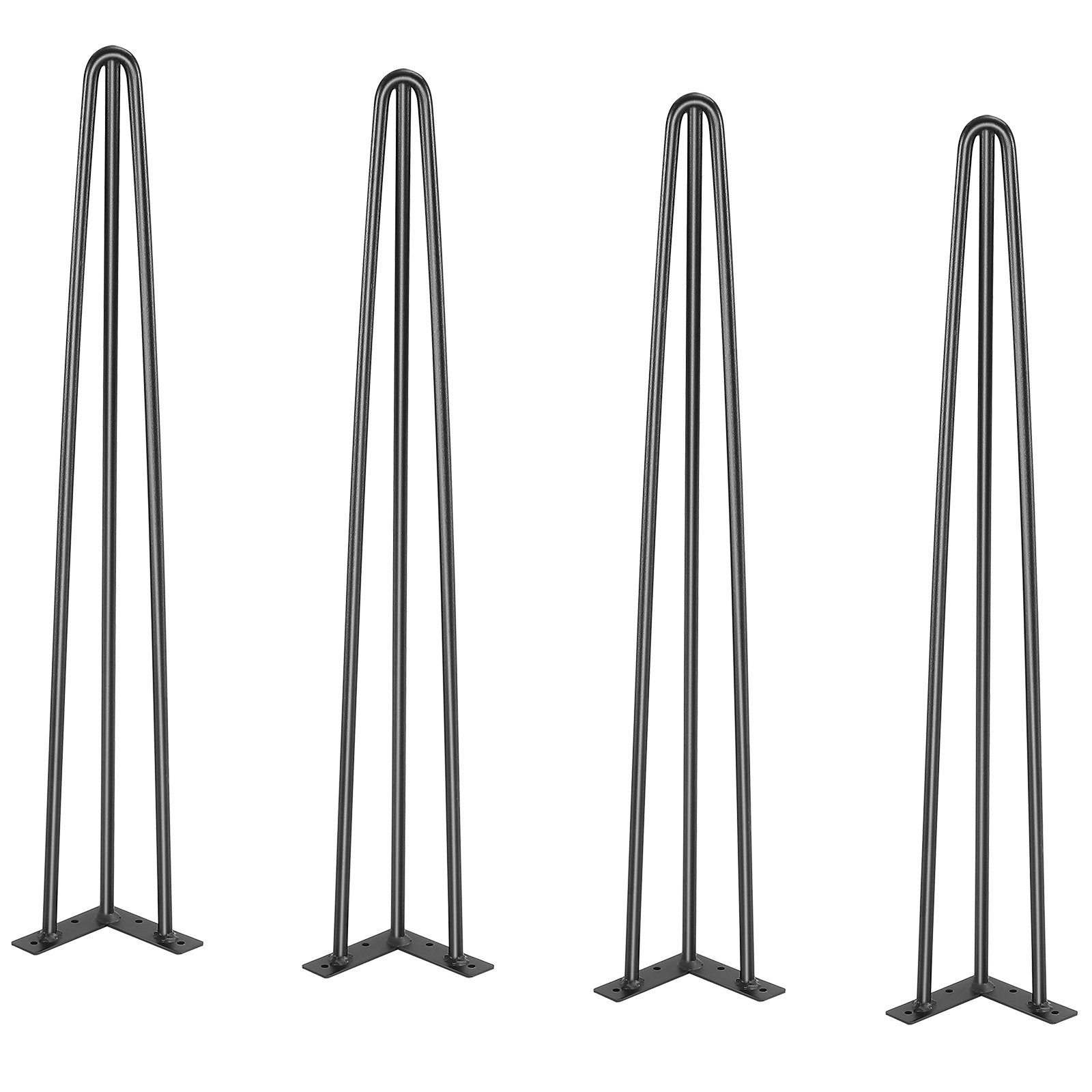 VEVOR Set van 4 Hairpin tafelpoten, 710 mm hoog, montageplaat 110 x 110 mm, tafelpoten van koolstofstaal, matzwart gepoedercoat, met rubberen voetpad, draagvermogen van 408 kg