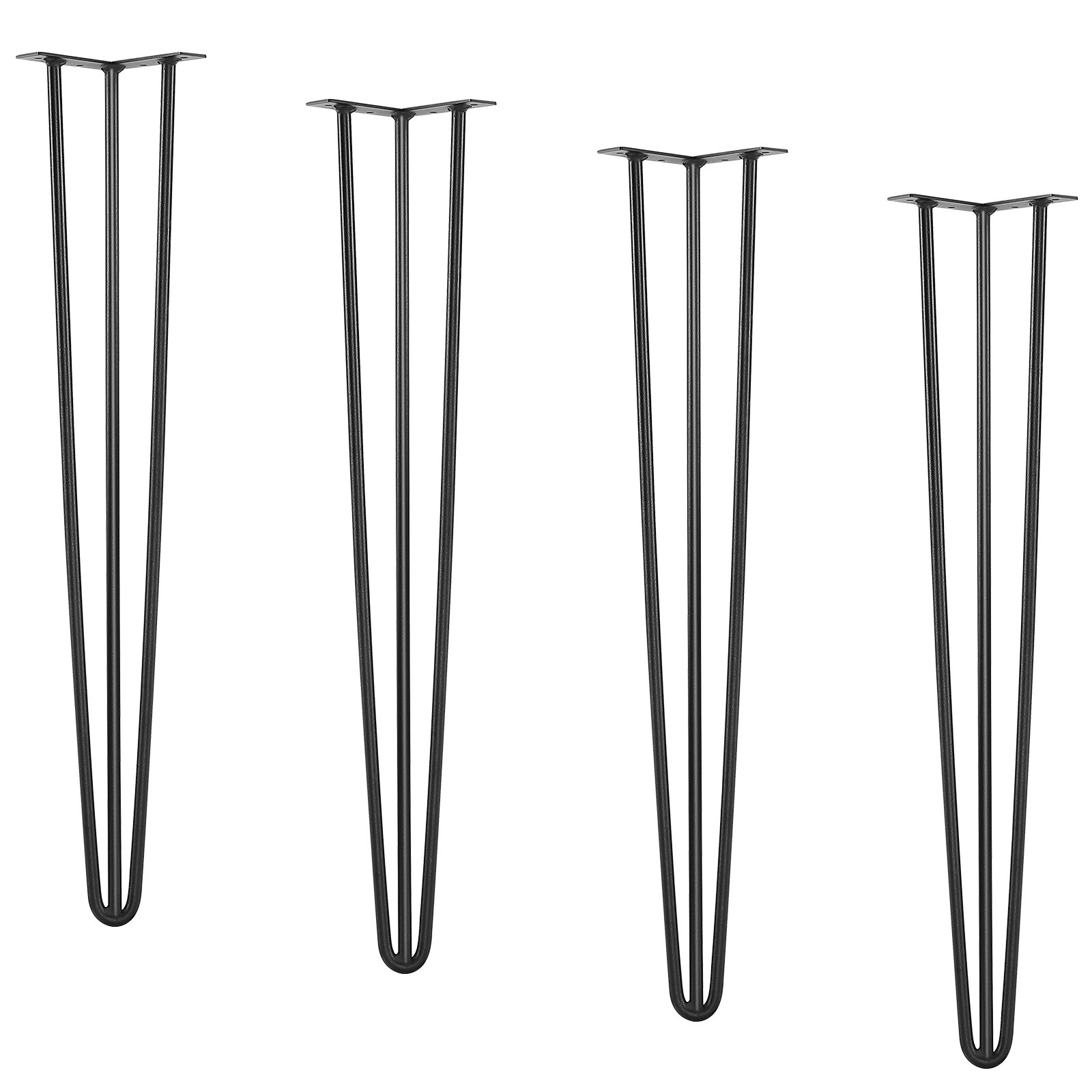 VEVOR Set van 4 Hairpin tafelpoten, 710 mm hoog, montageplaat 110 x 110 mm, tafelpoten van koolstofstaal, matzwart gepoedercoat, met rubberen voetpad, draagvermogen van 408 kg