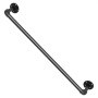 black VEVOR pipe stair handrail with rounded edges and wall-mounted brackets.
