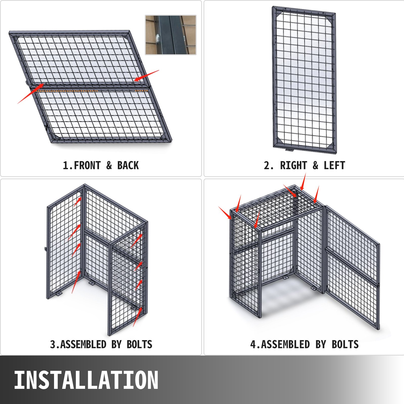 Vevor Beschermingskooi Voor Gasfles, Gasflessenopslag, Voor 2 Cilinders Rood