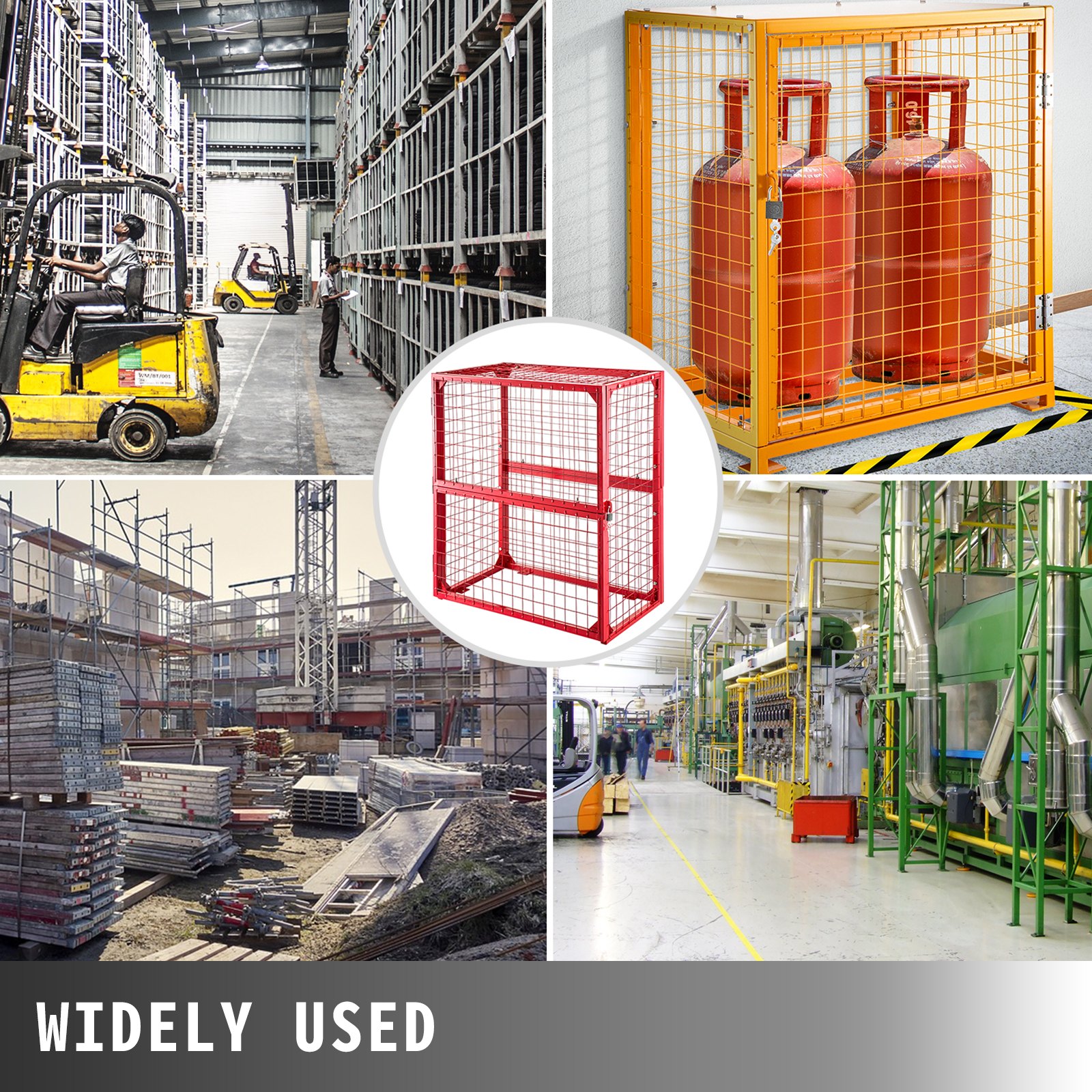 Vevor Beschermingskooi Voor Gasfles, Gasflessenopslag, Voor 2 Cilinders Rood