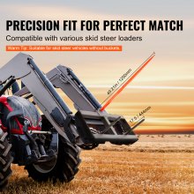 VEVOR 49" Hay Spear, Bale Spears 1600lbs Loading Capacity, Skid Steer Loader Tractor Attachment with 2pcs 17.5" Stabilizer Spears, Quick Attach Spike Forks