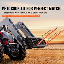 VEVOR front loader tines 1360kg weight capacity bale tines spring steel bale skewer bale transport fork with two 124cm skewers heavy duty tines compatible with skid steer loaders and tractors