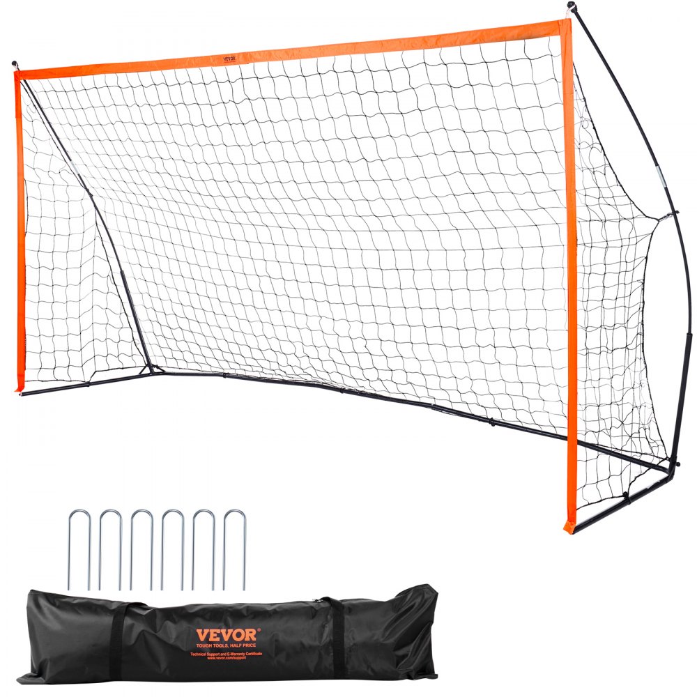 VEVOR Portable Soccer Goal, 12.4x6.4 ft Adults Kids Backyard Soccer Net, Large Practice Soccer Net, Steel Fiberglass Structure Training Soccer Goal Set, All-Weather Outdoor Soccer Goals with Carry Bag