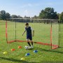 VEVOR Soccer Goal 12 x 6 FT Soccer Net for Backyard Collapsible Base Red, Portable & Quick Setup Set, with Metal Base, Carry Bag, Ground Stakes, for Youth & Adults Outdoor Backyard Practice Training