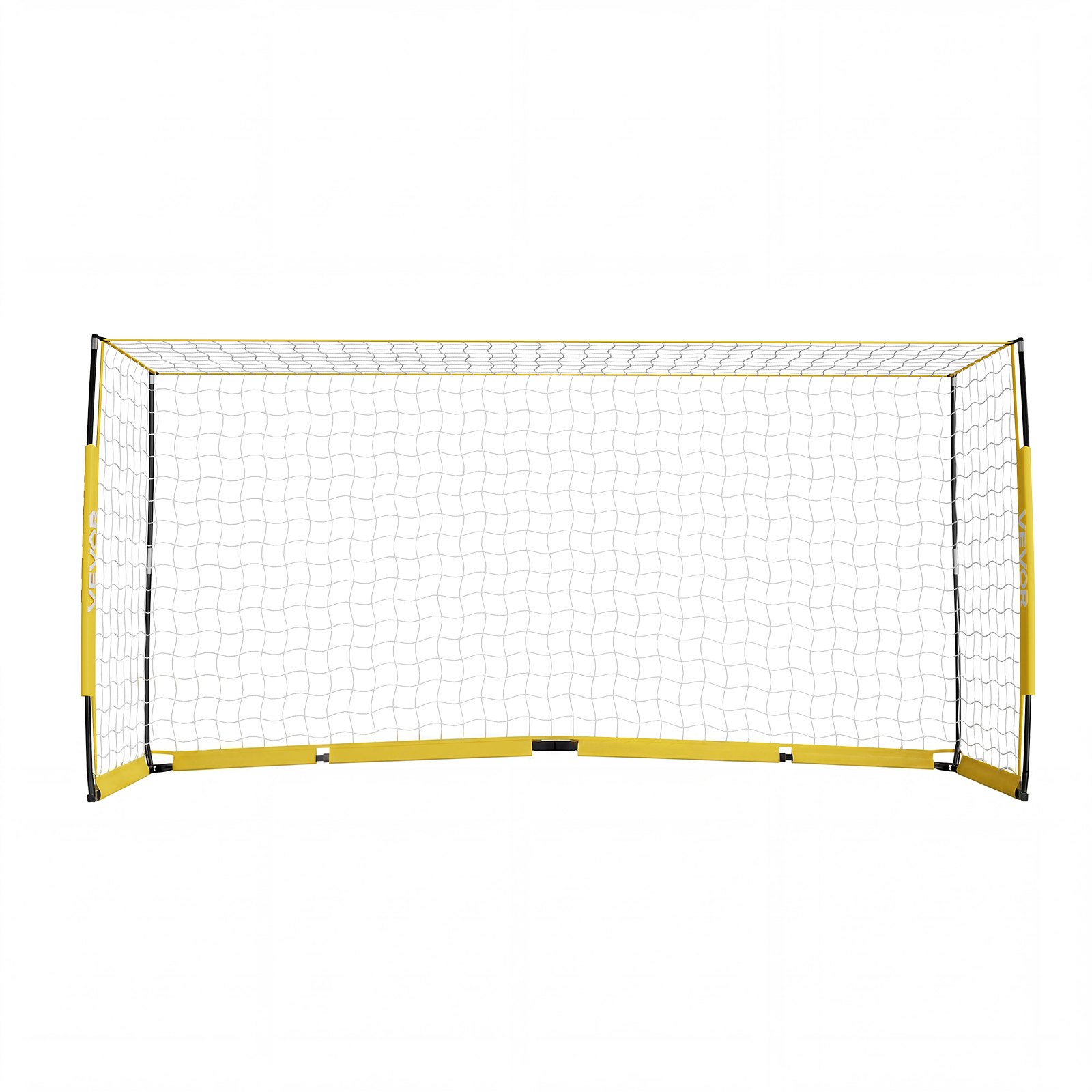 VEVOR voetbaldoel 3,6 x 1,8 m, opvouwbaar voetbaldoel met glasvezelframe, geel, voor voetbalvelden, parken en scholen, polyester net tot 113 km/u, grondankers, metalen voet en Oxford opbergtas