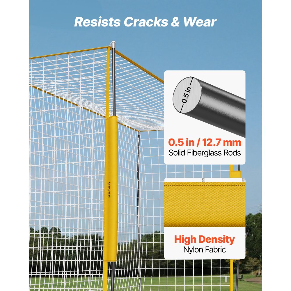 VEVOR Draagbaar voetbaldoelnet 3,66 x 1,83 m voor de tuin, groot oefenvoetbalnet, trainingsdoelset met stalen en glasvezelconstructie, all-weather voetbaldoelen met draagtas, geel