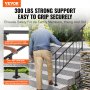 VEVOR Trapleuning, Geschikt voor 1-4 Treden Overgangs Smeedijzeren Trap Rail, Verstelbare Balustrade Trap Rail, Trapleuning Steun voor Betonnen Treden met Installatiekit, Mat Zwarte Buiten Trapleuning