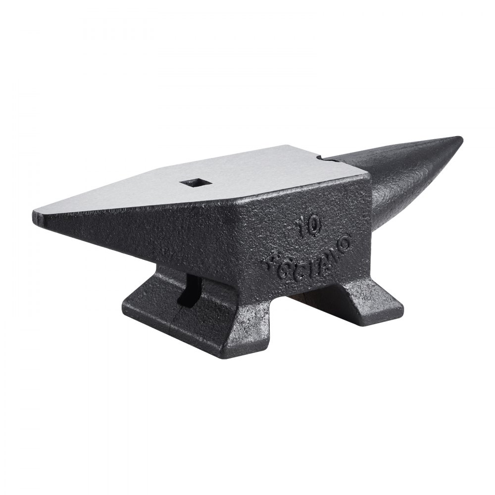 VEVOR Cast Iron Anvil, 22 Lbs/10kg Single Horn Anvil, with Large Countertop and Stable Base, High Hardness Rugged Round Horn Anvil Blacksmith, for Shaping, Bending