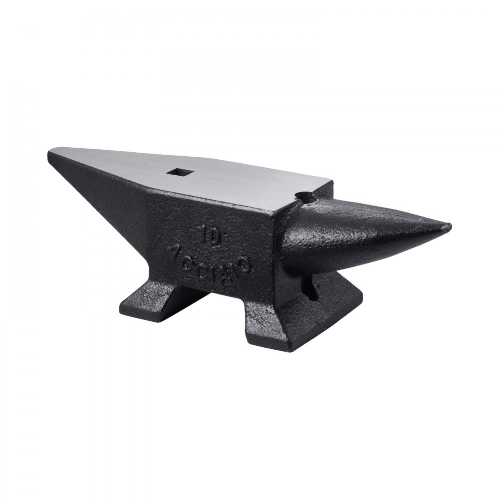 VEVOR Cast Iron Anvil, 22 Lbs/10kg Single Horn Anvil, with Large Countertop and Stable Base, High Hardness Rugged Round Horn Anvil Blacksmith, for Shaping, Bending