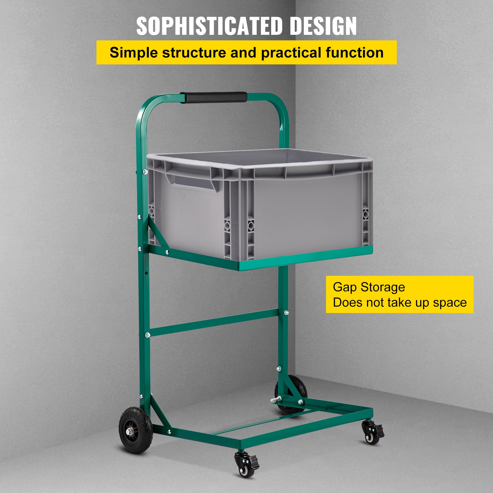 VEVOR Recycling Voertuigen 58x40x110 cm Recycling Kar Groene Transportwagen van Staal met 4 Hoogwaardige Rubberen Zwenkwielen, Gewikkeld Handvat en 220 lbs Laadvermogen voor Maximaal 56 x 38 cm Bak