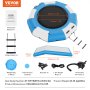 VEVOR Inflatable Water Trampoline with Slide & Ladder, Waterproof, Abrasion-Resistant, Water Trampoline 3.05 m Large Jumping Area, Jumping Platform Water Park Pool Trampoline, White + Blue