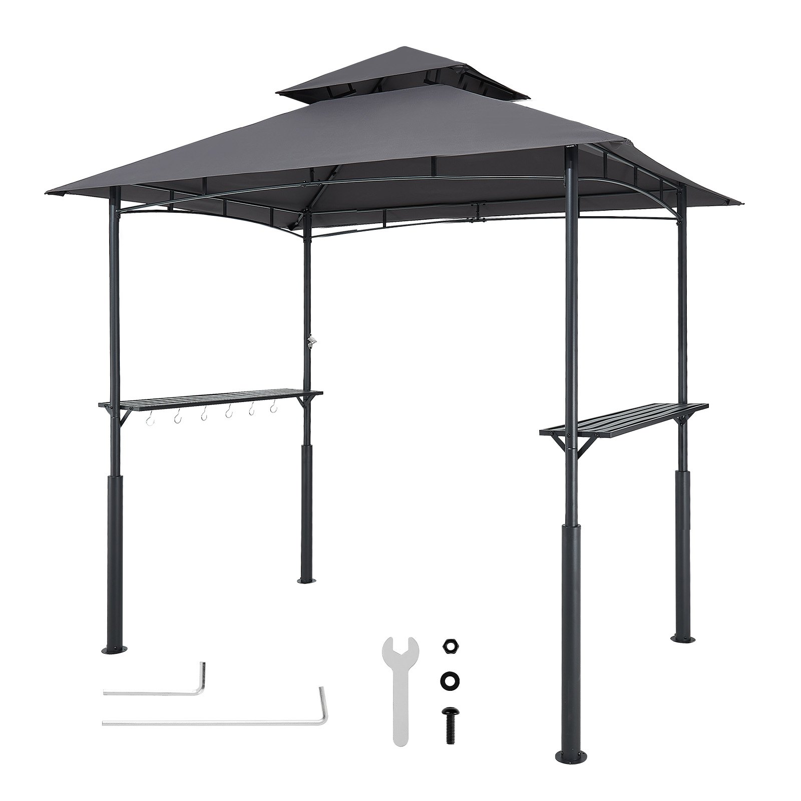VEVOR BBQ Gazebo, 2430x1500x500 mm, grillluifel voor buitengrill, 2-laags BBQ Gazebo-luifel, tuingazebo met dubbel dak en versterkte steunpoten, voor terras, achtertuin en tuin