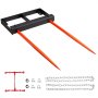 VEVOR 49" Hay Spear, Bale Spears 3000lbs Loading Capacity, Skid Steer Loader Tractor Bucket Attachment with 2pcs 17.5" Stabilizer Spears and 60" Chain, Quick Attach Spike Forks