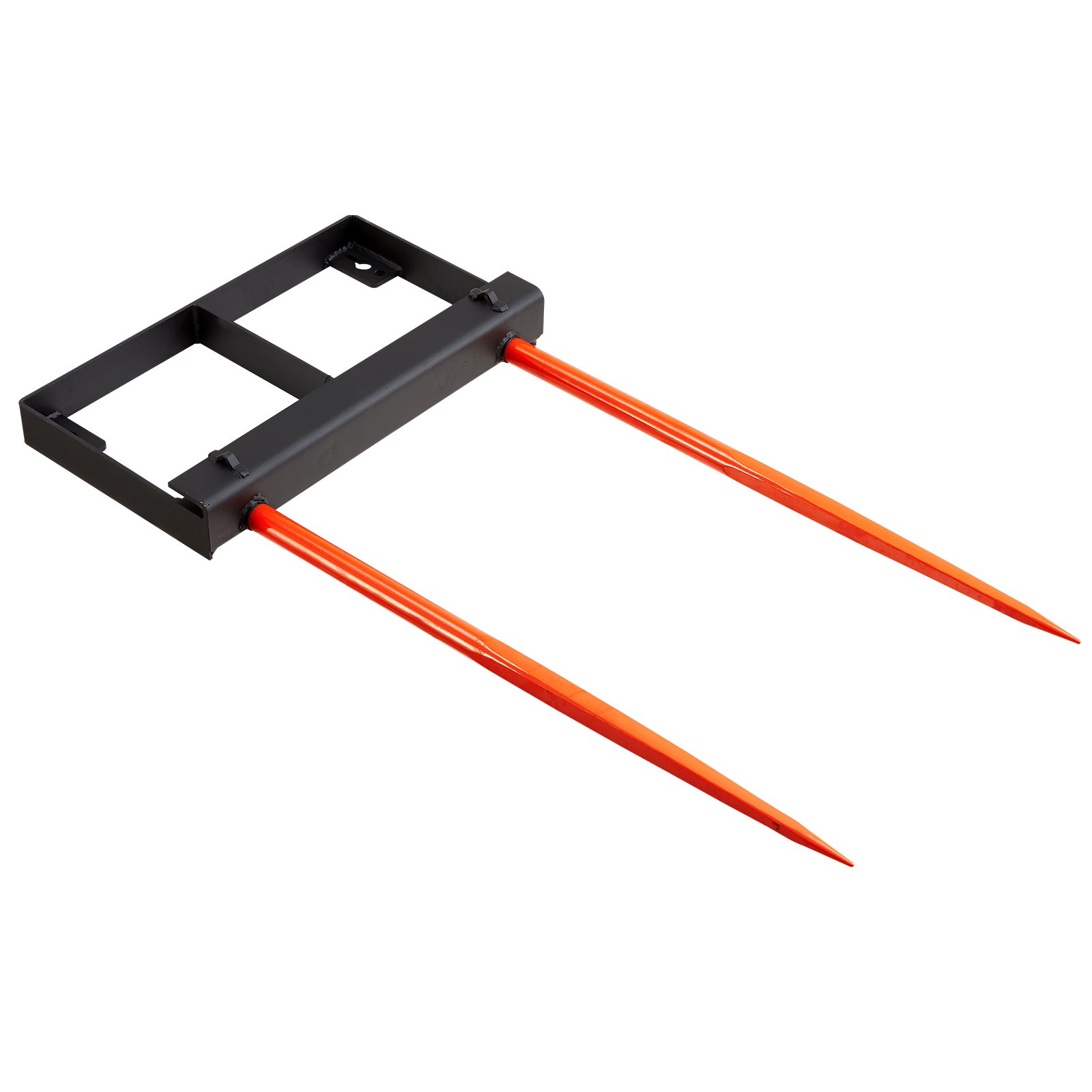 VEVOR 49" Hay Spear, Bale Spears 3000lbs Loading Capacity, Skid Steer Loader Tractor Bucket Attachment with 2pcs 17.5" Stabilizer Spears and 60" Chain, Quick Attach Spike Forks