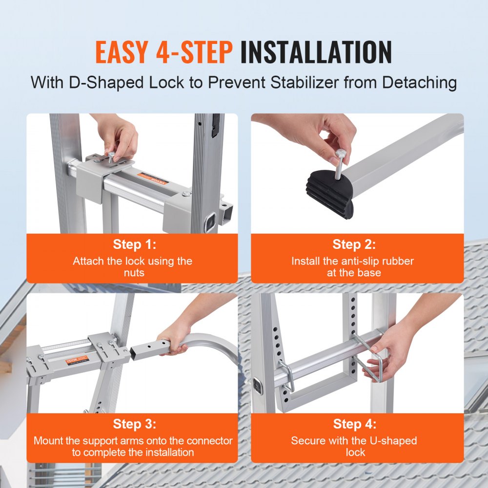 VEVOR Ladderstabilisator 150 kg, Stalen ladderdakhaak, Ladderstabilisator met spanwijdte/muurverlenging accessoire, Muurladder afstandhouder, Stabiele ladder afstandhouders voor goten