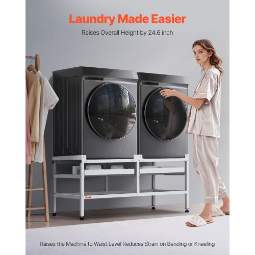Wasmachine-onderstel, platform voor wasmachine en droger, verstelbaar wasmachineonderstel voor vaatwasser, vriezer, vriezer en huishoudelijke apparaten (instelbaar 23 - 26 cm Wasmachine-onderstel, platform voor wasmachine en droger, verstelbaar wasmachineonderstel voor vaatwasser, vriezer, vriezer en huishoudelijke apparaten (instelbaar 23 - 26 cm