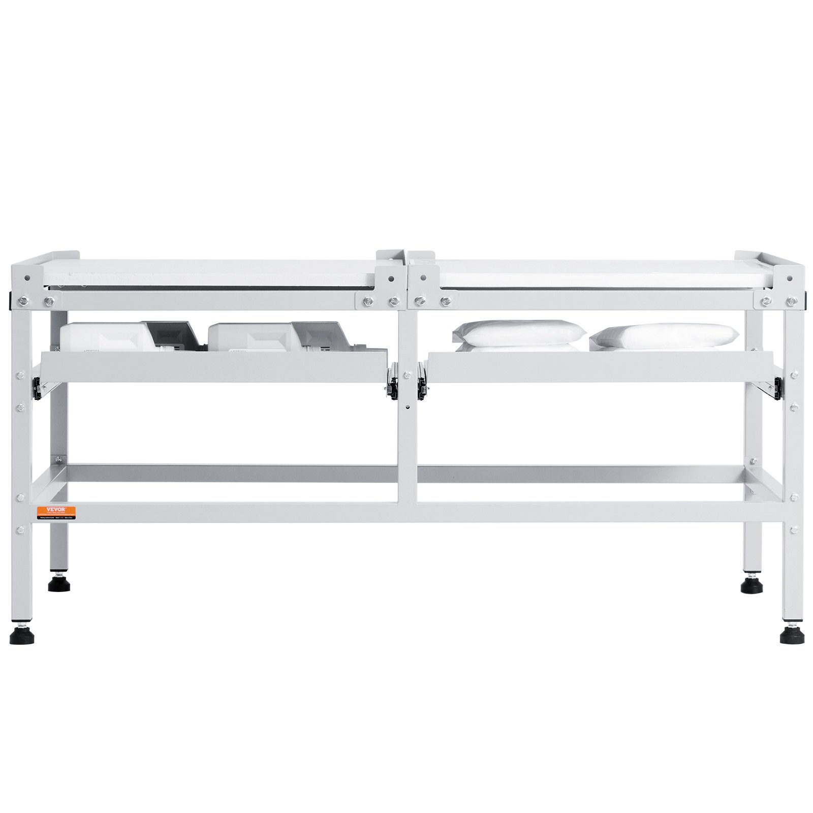 VEVOR Washing Machine Stand, 48.5x25-Inch Washer Laundry Pedestal, 590LBS Load Capacity Washer And Dryer Pedestal Base with Double Trays, 4 Adjustable Feet for Lifting Washing Machines, Carbon Steel